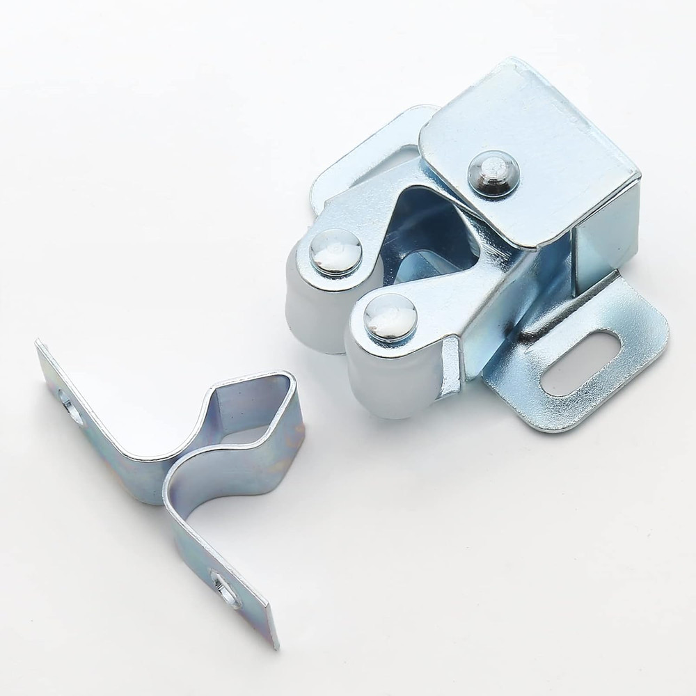12 Pcs Double Roller Catch Cabinet Latches with Spear, Adjustable Catch Hardware