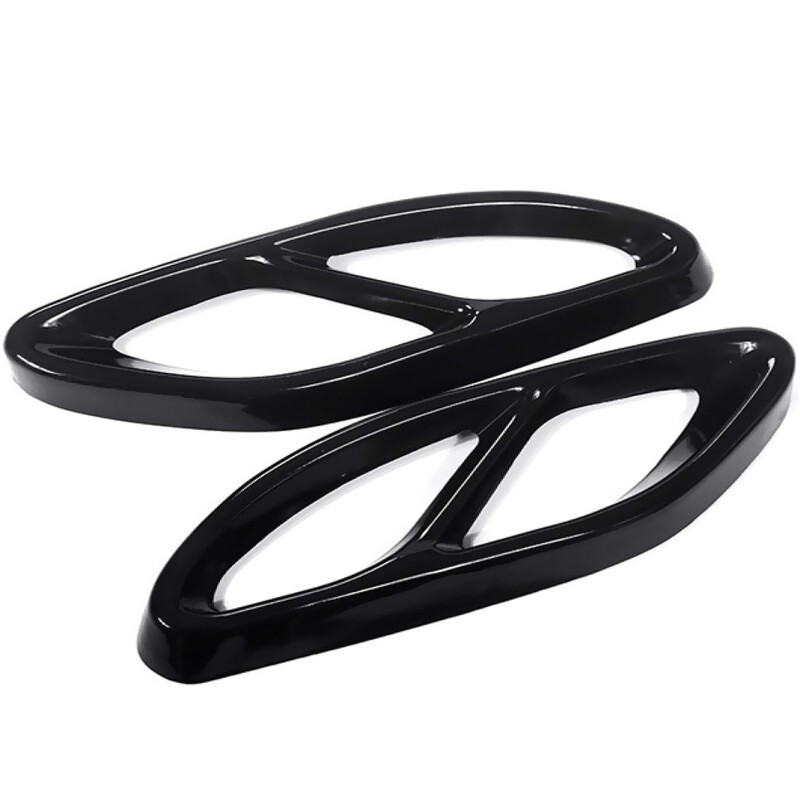 Black Steel Exhaust Tips For 2016-2023 Mercedes E-Class E300 E350 E400 E450 E550