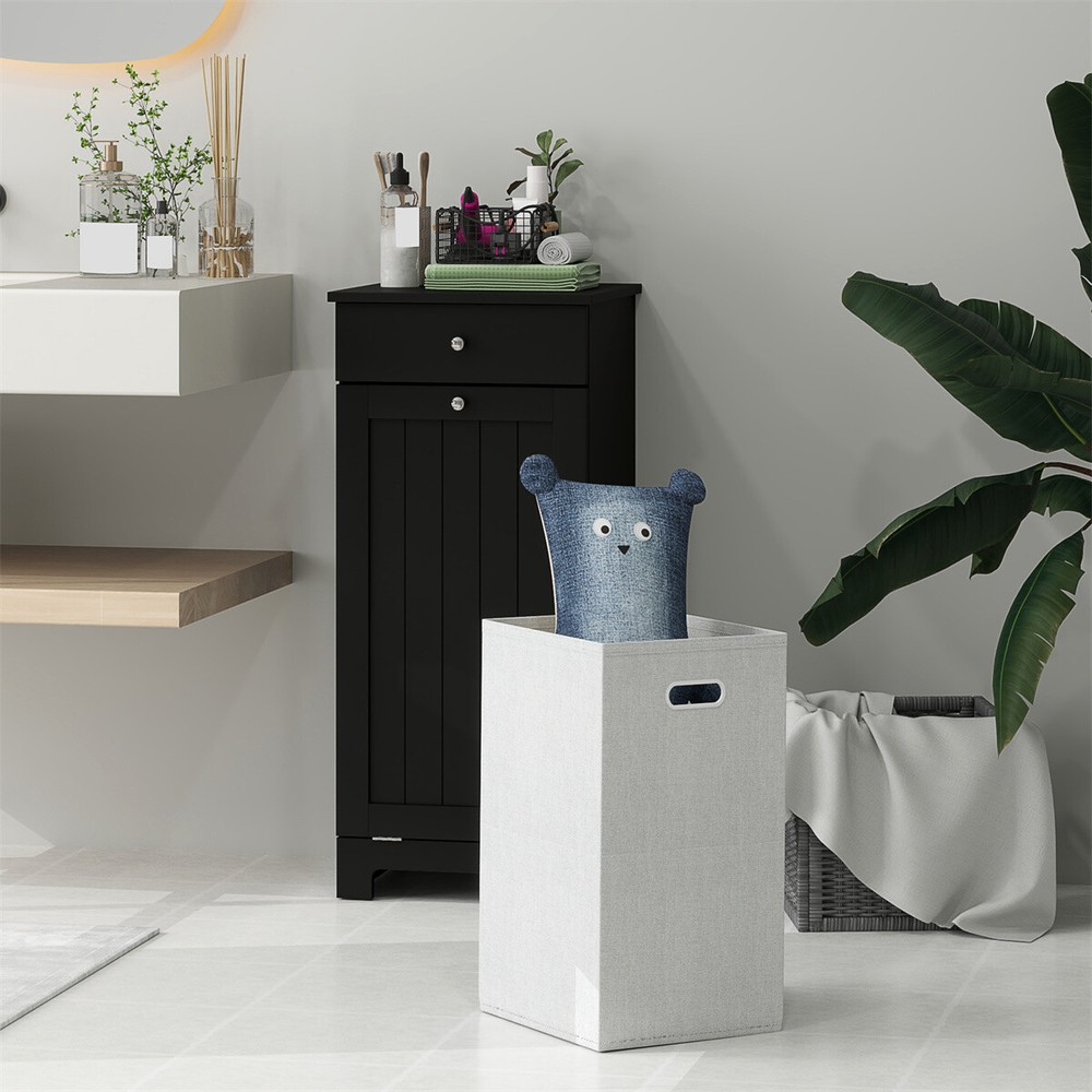 Laundry Hamper Cabinet Storage Cabinet Black