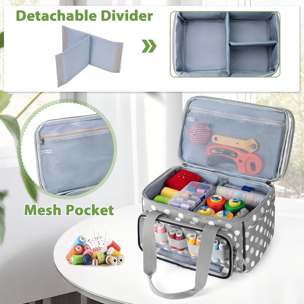 DoubleLayer Sewing Storage Organizer Transparent Compartment Large Bag