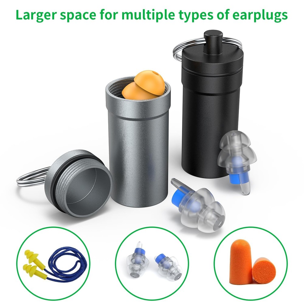Portable Ear Plug Carrying Case Waterproof Metal Earplug Case Keychain Conta