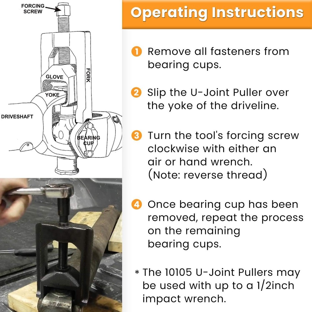 10105 Heavy Duty Universal Joint Puller Press Removal U-Joint Tool Class 1-3