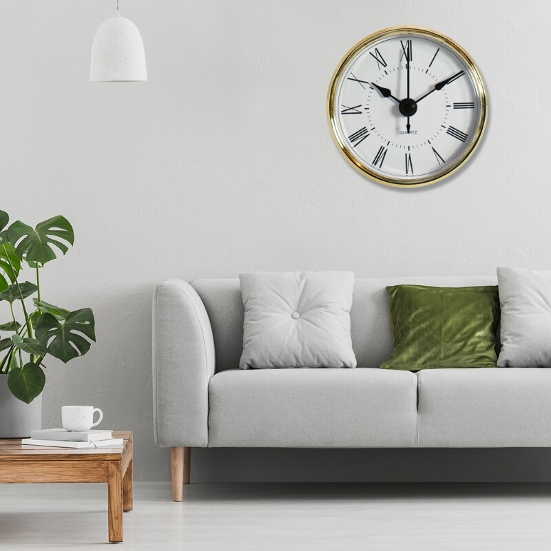 2.76 Inch Round Quartz Clock Insert White Dial Black Movement Battery Powered