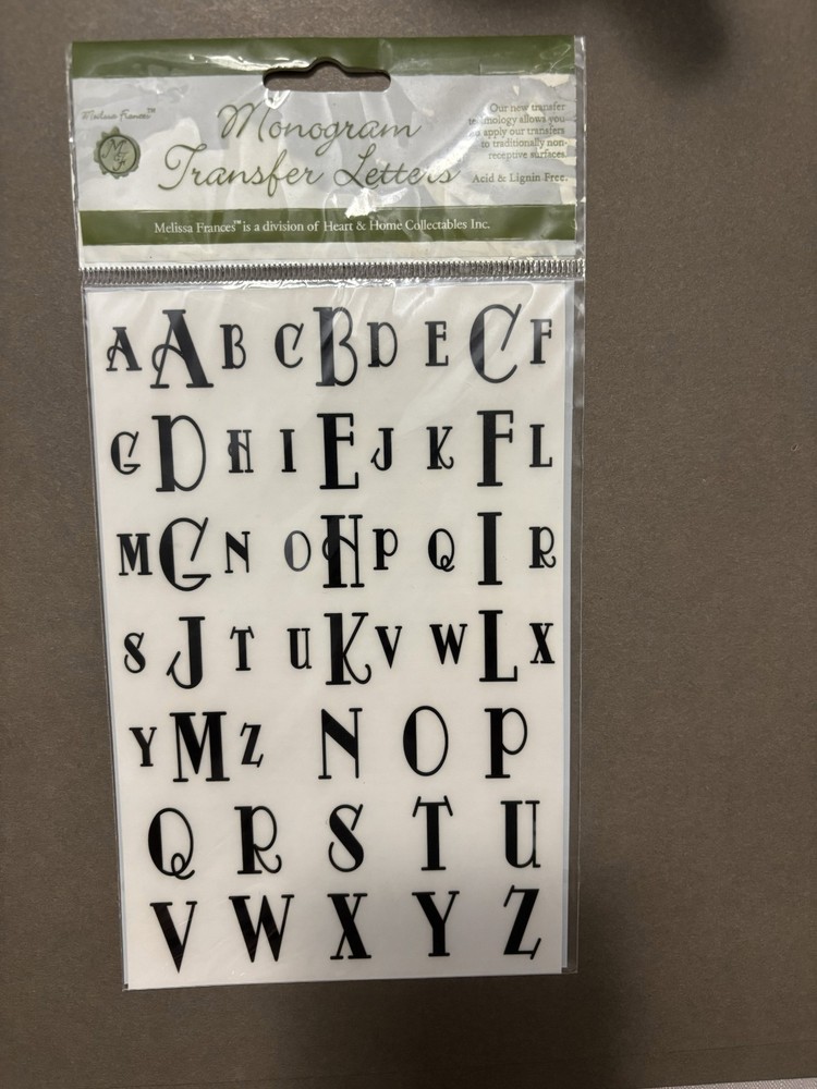 Melissa Francis Monogram Transfer Letters