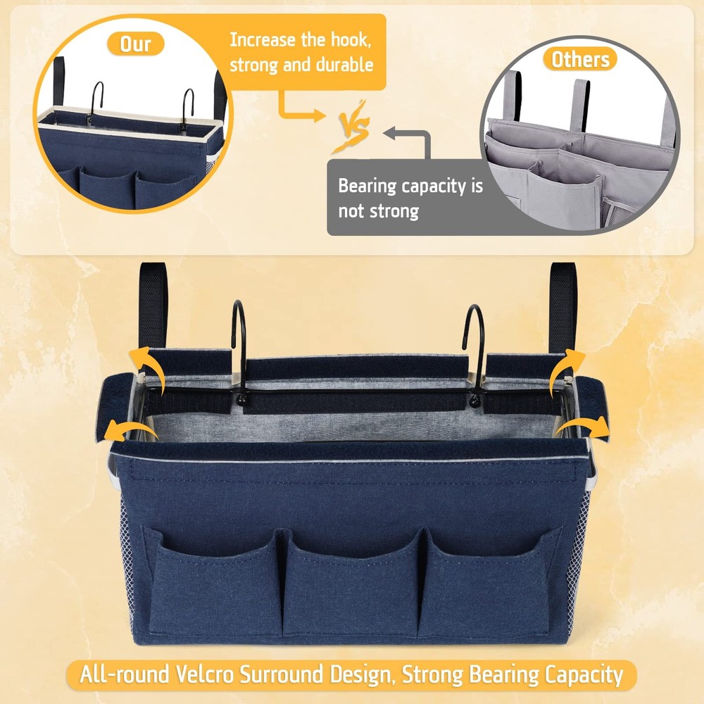 Lilithye Bedside Caddy Bedside Organizer Bedside Storage Caddy with Fixed St...