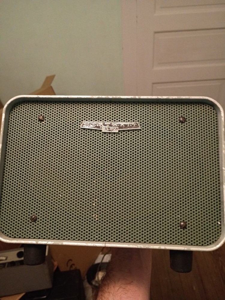 Hallicrafters Radio Communication Speaker Green Silver Metal Rectangular