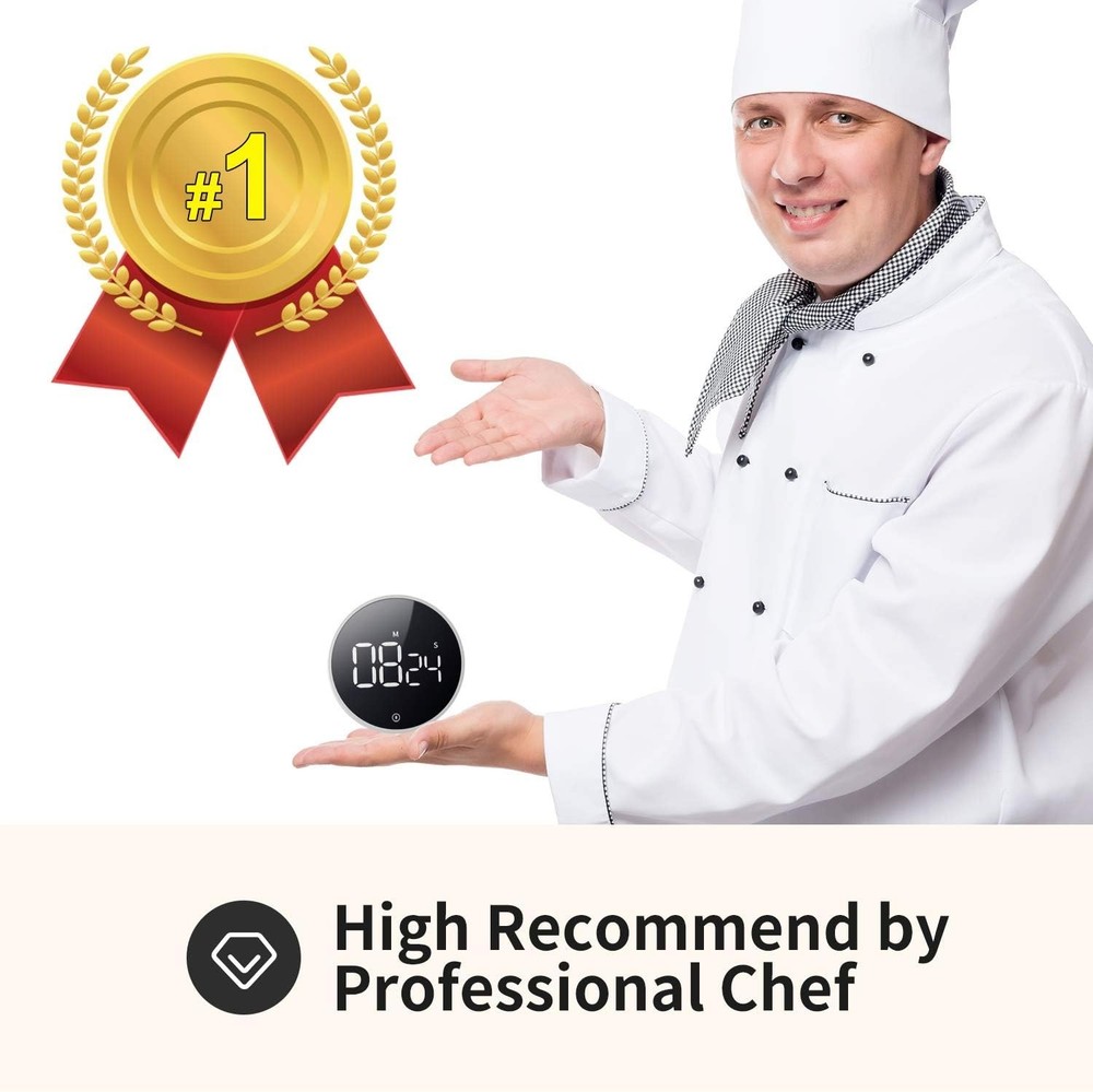 Large LED Digital Kitchen Timer - Magnetic, Adjustable Volume, Easy Use for All