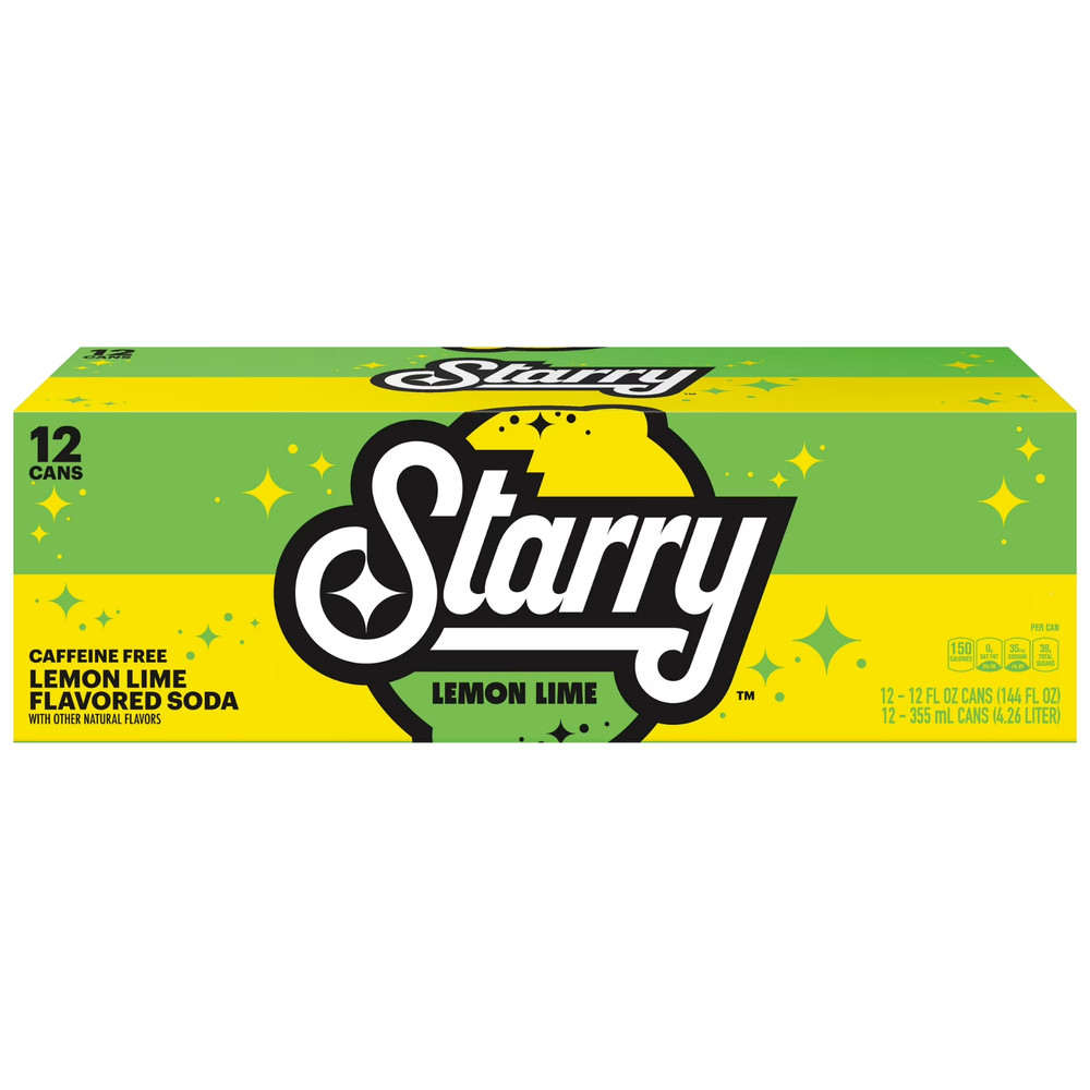 Starry Lemon Lime Soda Pop, 12 fl oz, 12 Pack Cans
