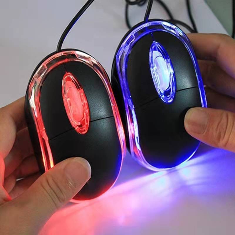 Wired USB Optical Mouse For PC Laptop Computer Scroll Wheel LED Light Black Mice
