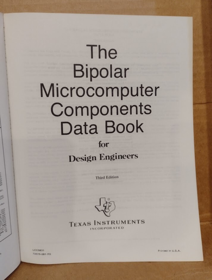 Bipolar Microcomputer Components Data Book for Design Engineers, 3rd Ed., 1981