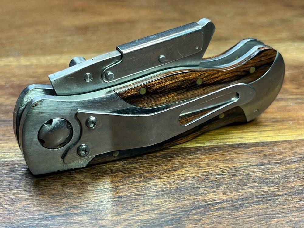 VINTAGE WOOD HANDLE FOLDING POCKET RAZOR KNIFE REPLACEABLE Blade