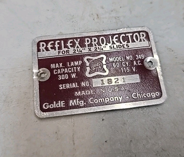 Reflex 349 Vintage Projector W/ Case Powers On Tested Works