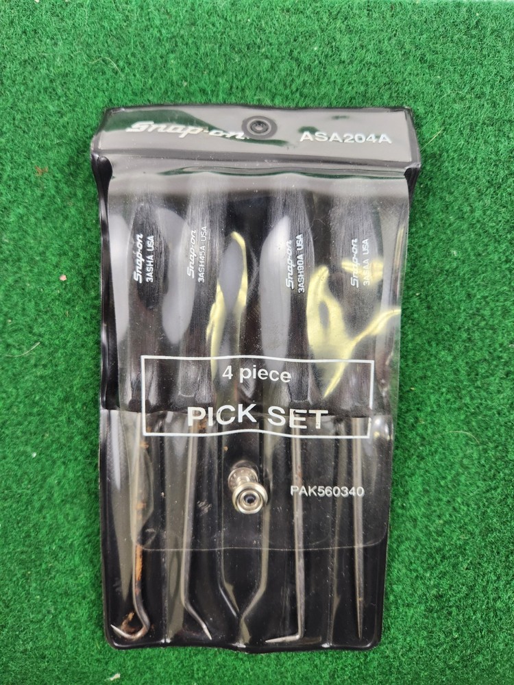 SNAP-ON TOOLS ASA204A Black Mini Screwdriver Handle 4Pc Pick Set!!