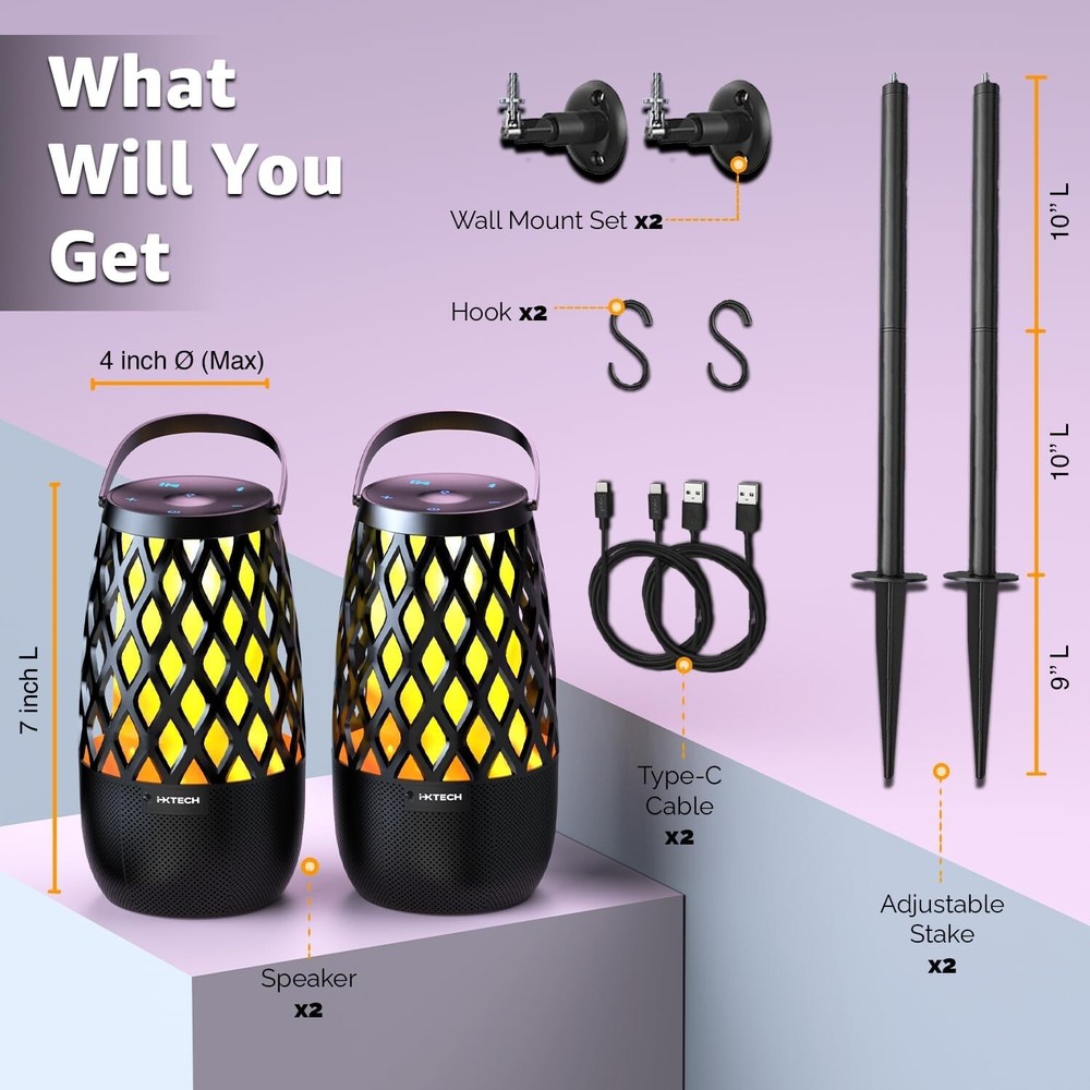 IXTECH Outdoor Bluetooth Speakers, Waterproof Portable Bluetooth Speaker 2 Pack