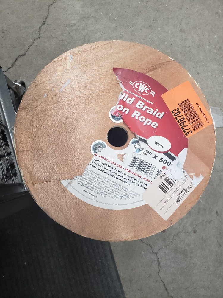 CWC 105130 Solid Braid Nylon Rope - 1/2" x 500' White