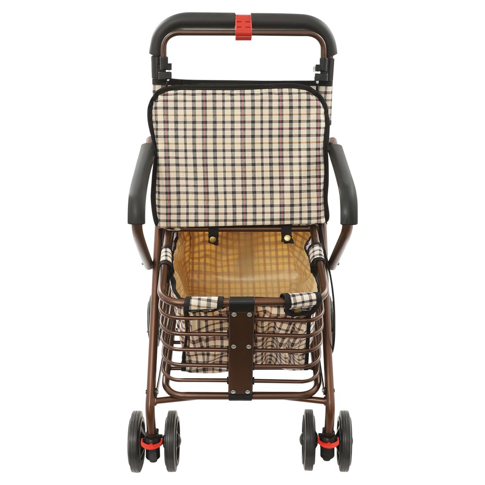 Foldable Rolling Walker with Seat and Storage Cart for Seniors