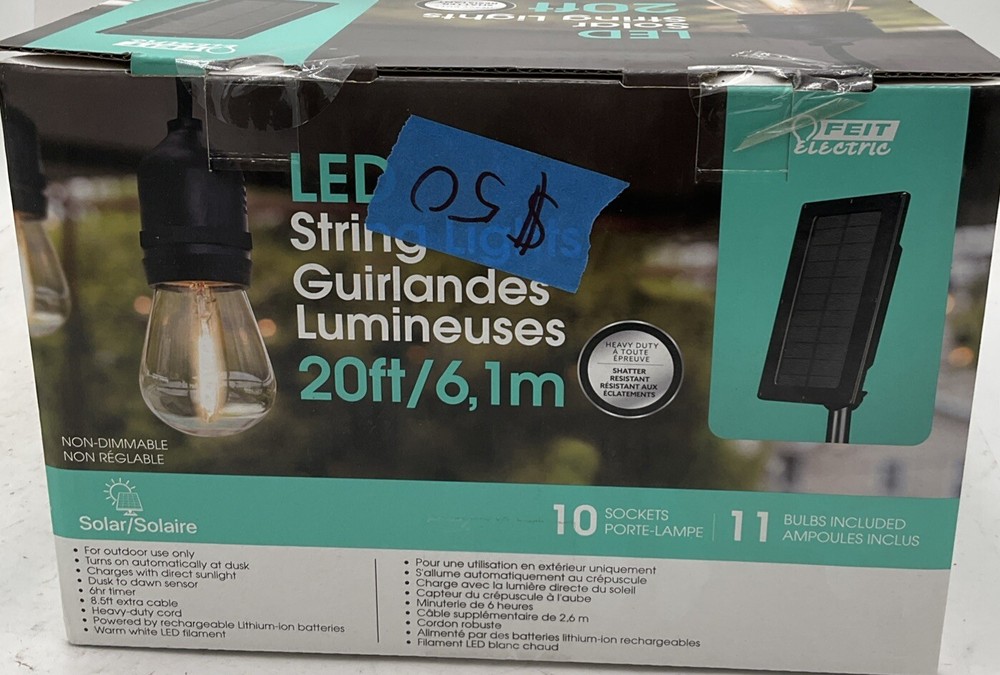 OPEN BOX - Feit Electric 20' LED Filament String Lights Set