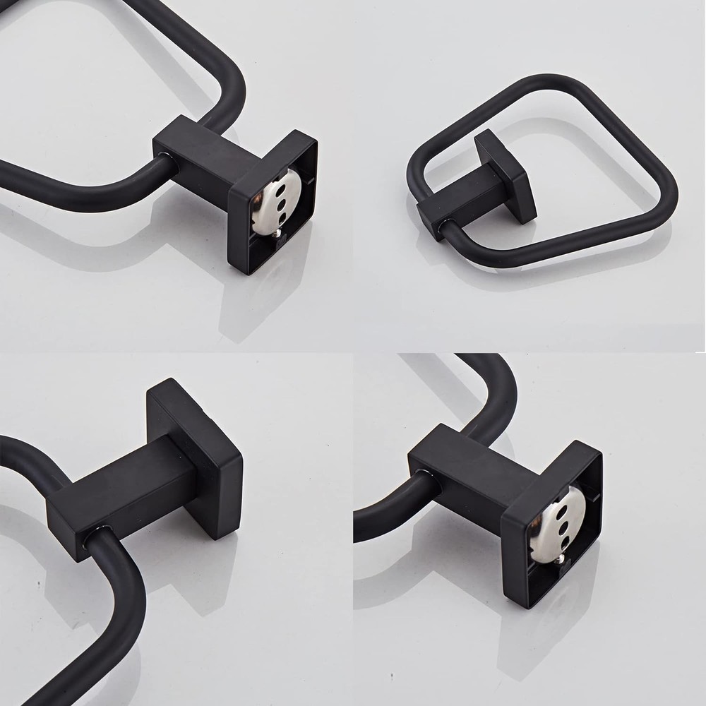 Space-Saving Matte Black Towel Holder – Compact Design for Bathroom or Kitchen
