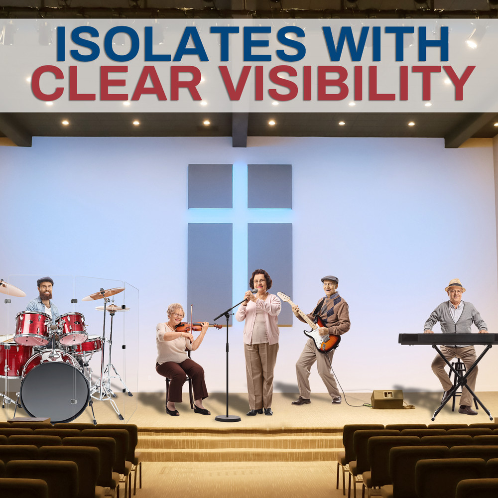 DS4 Professional Drum Shield - Five Clear Acrylic Panels with Chrome Hinges