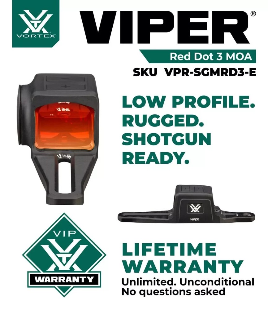 Vortex Optics Viper SG Enclosed Micro Red Dot Sights - 3 MOA Red Dot