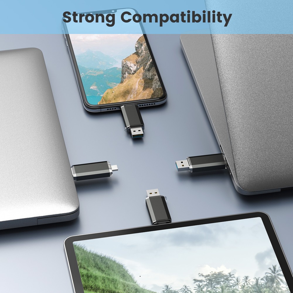 High Speed USB 3.0 Flash Drive 128G Type C Memory Photo Stick for iPhone Android