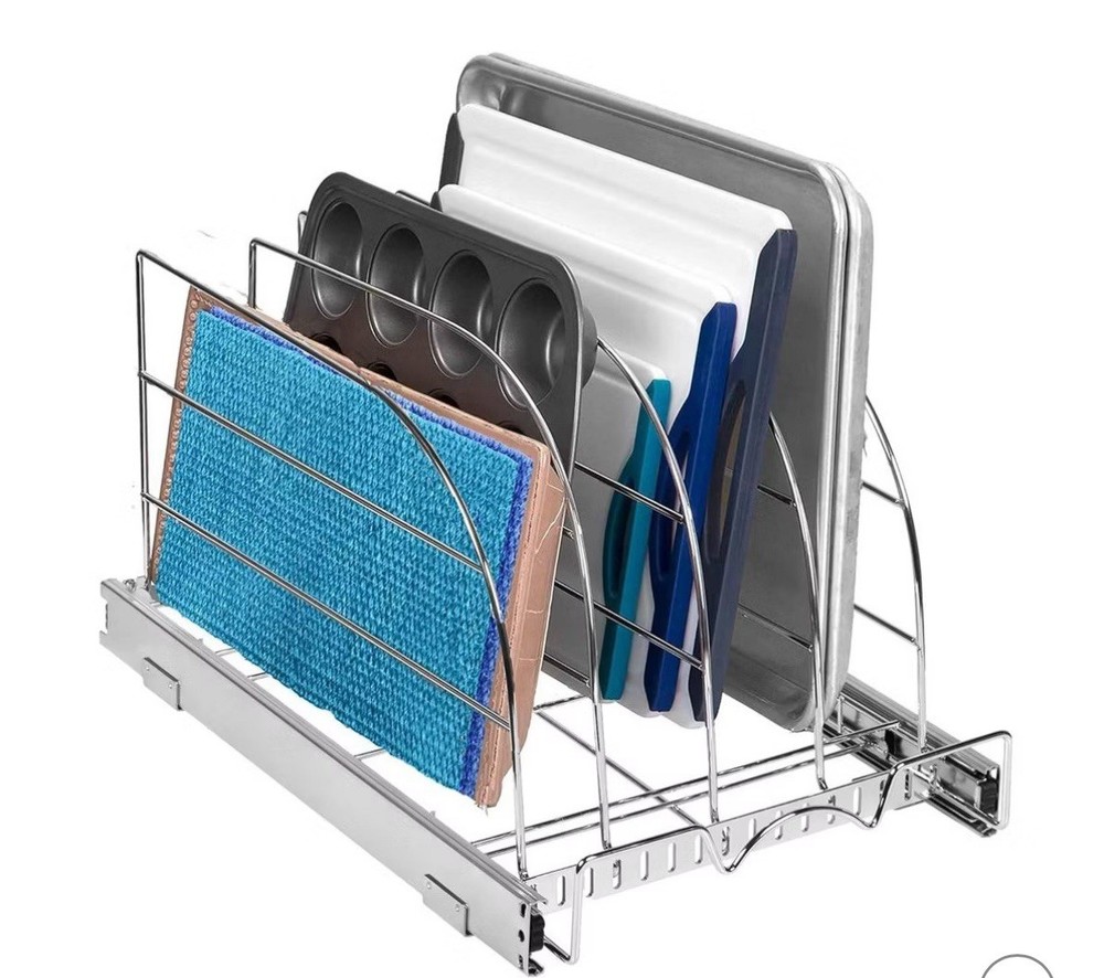 Hold N Storage Pull Out Chrome Organizer for Bakeware Under Cabinet 11"x21"