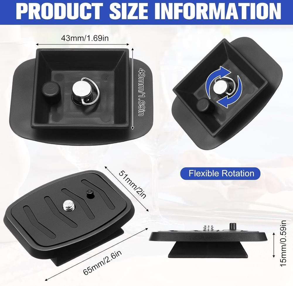 2 Pack 41mm and 43mm Tripod Quick Release Plate Camera Mounting Adapter, 2 Si...