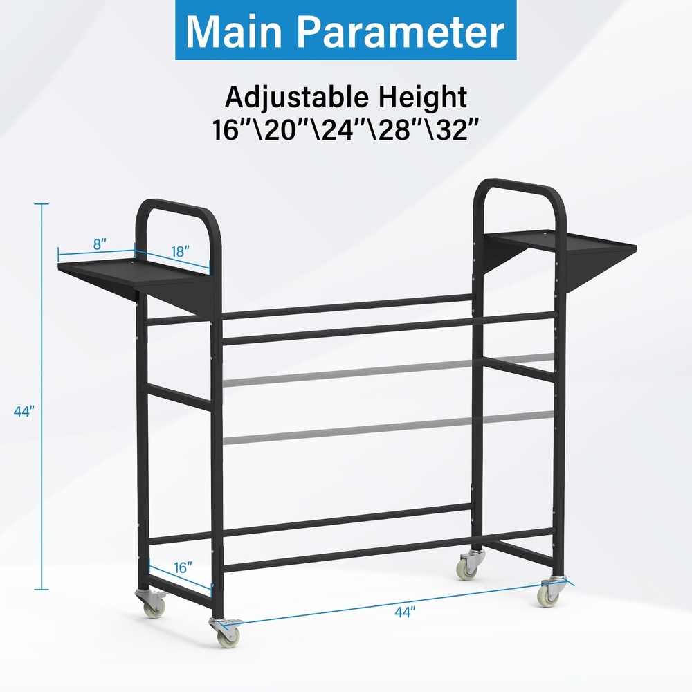 Neorexon Tire Storage Rack 44 x 18 Black Rolling