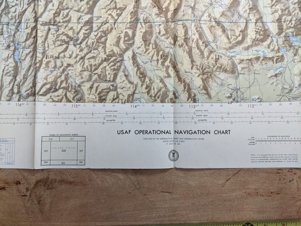 VTG USAF Aviation Sectional Topographical Navigation Chart Map Bitterroot Range
