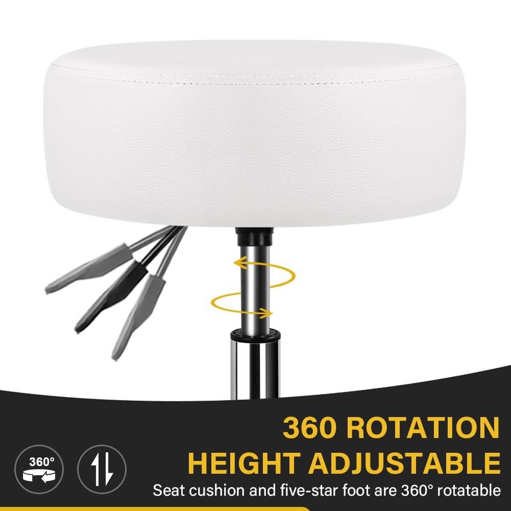 Adjustable Vanity Stool for Makeup Room Swivel Makeup Stool Small Round Ottom...