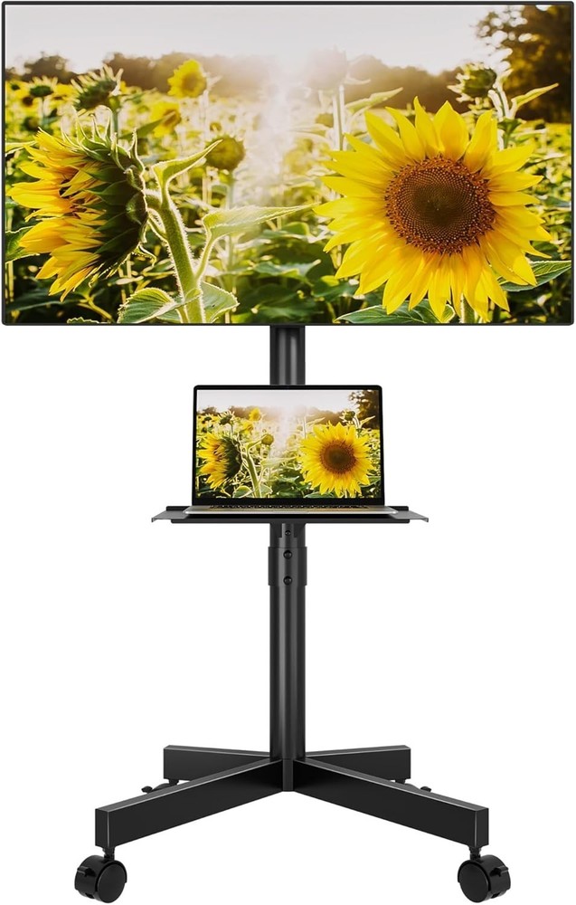 Mobile TV Stand for 23-60" TVs Rolling TV Stand Locking Wheels Adjustable Height