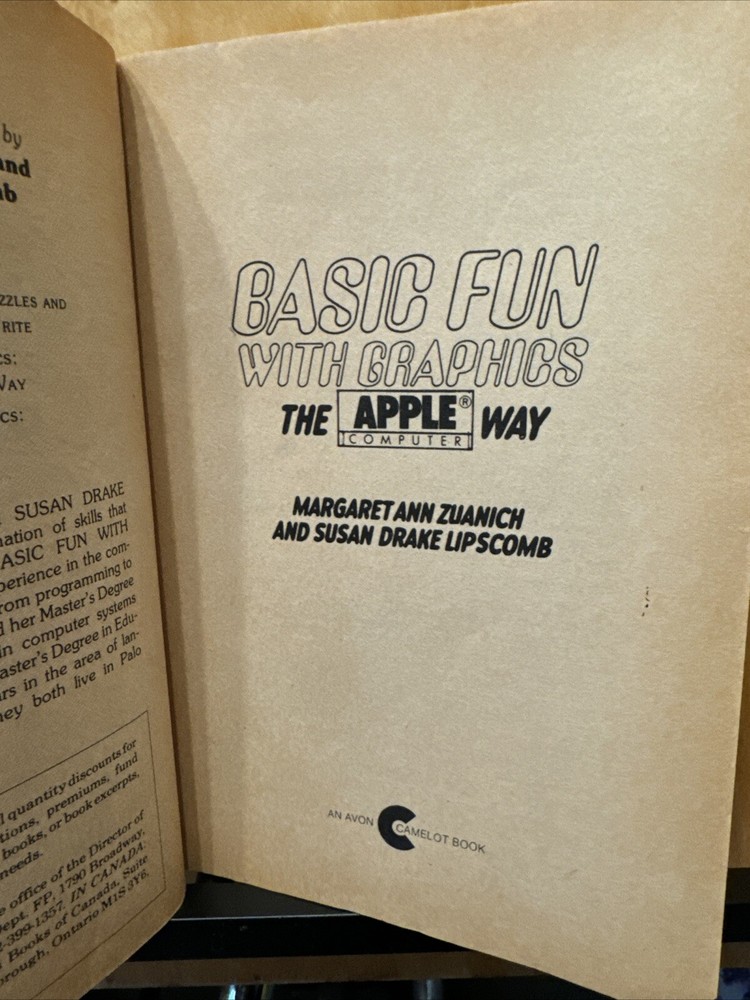 Basic Fun With Graphics The Apple Computer Way Vintage Programs 1983 Avon