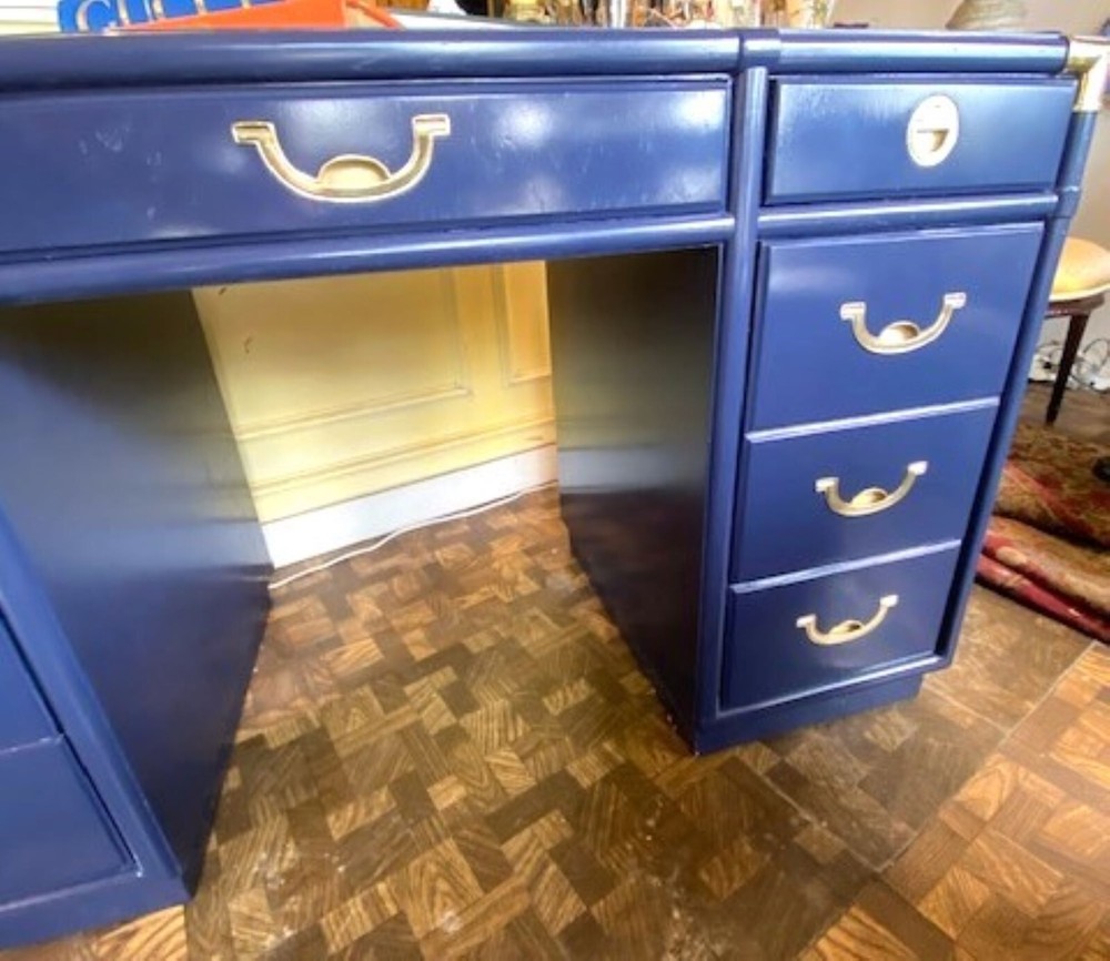 Vintage Custom Lacquered Campaign Partners Desk Drexel