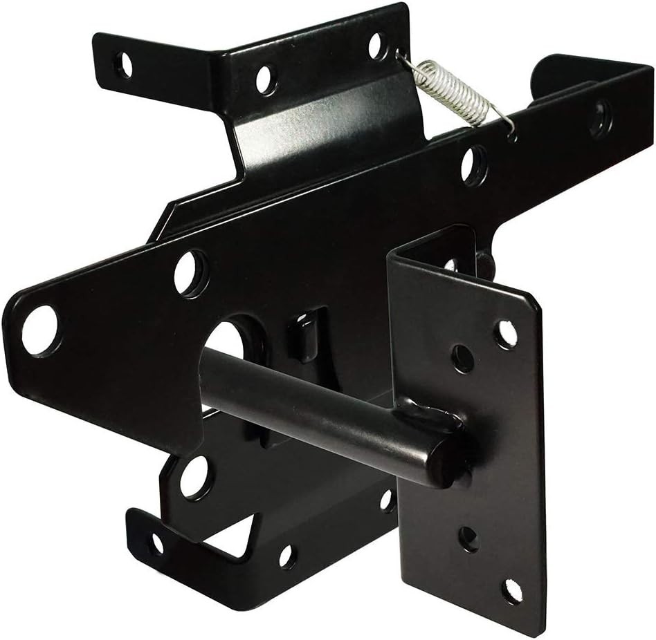 Versatile Black Gate Latch - Automatic Gravity Lock for Backyard & Pool Gates
