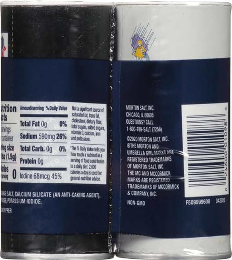 Morton Mccormick Iodized Salt & Pepper, Shaker Set, 5.25 Ounce