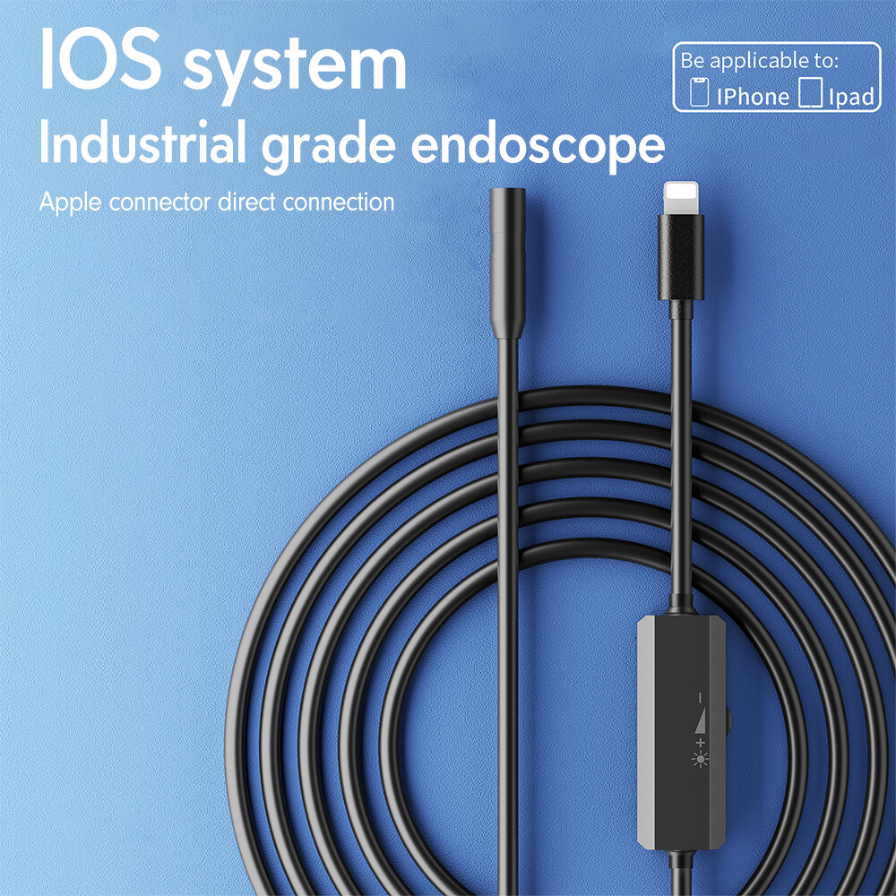 8 LED Light Borescope Endoscope Snake Inspection Camera IP68 for iPhone iPad
