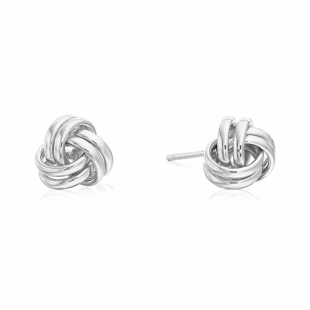 14K Real Solid Gold Polished Love Knot Sleeper Studs Earrings Screw-back 7mm
