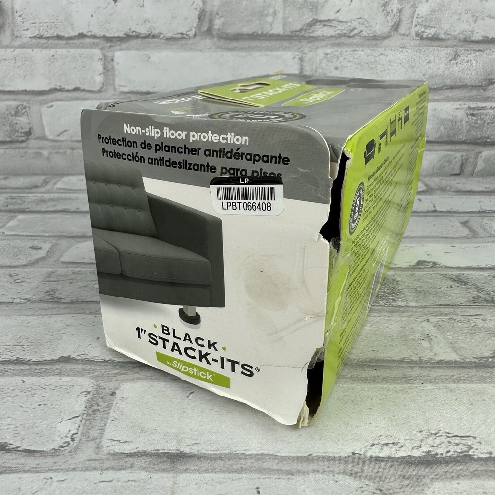 SlipStick StackIts Black Stackable Furniture Risers 8-Pack CB657 New Damaged Box