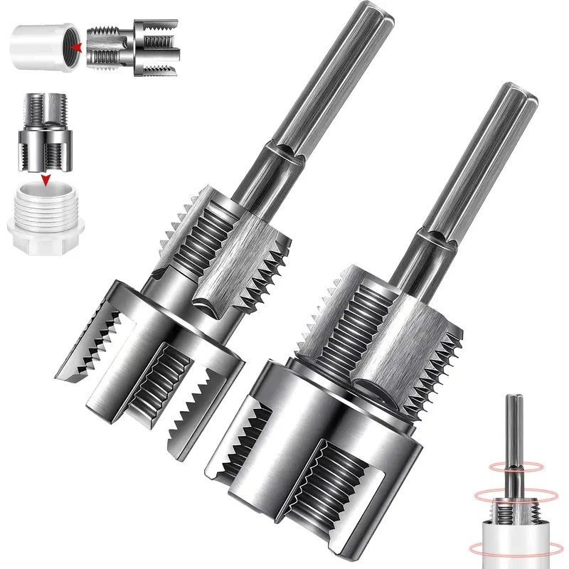 Integrated Internal & External Pipe Threading Tool For 1/2'' + 3/4'' Water Pipe