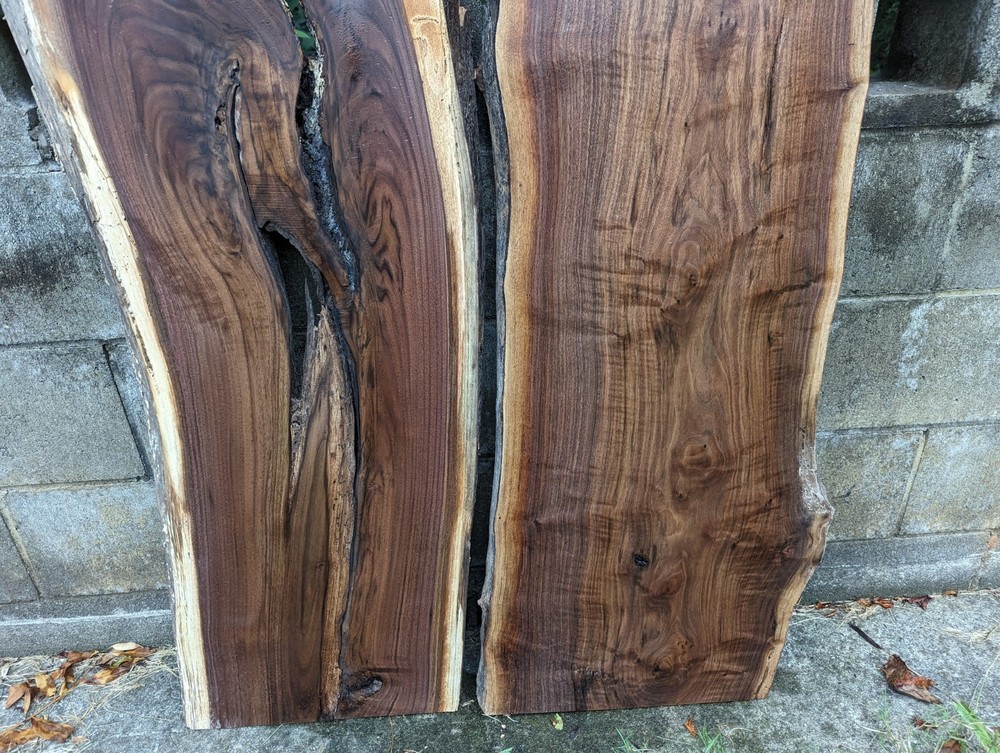 Black Walnut Slabs (Live Edge) River Table Set (Epoxy set) NICE !!!