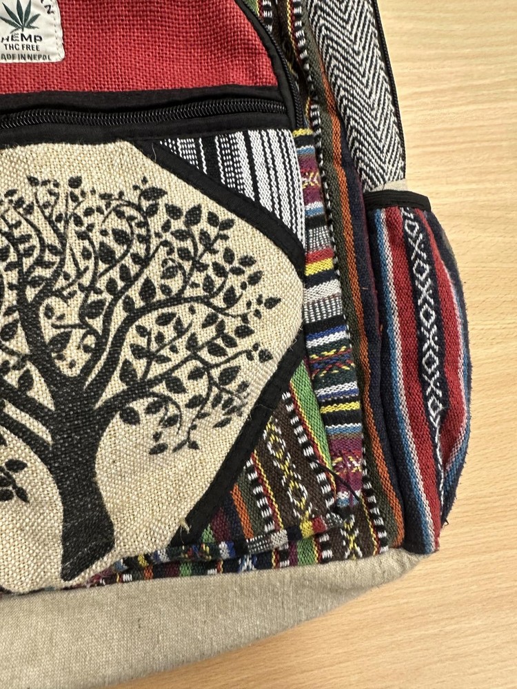 Himalayan Hemp Multi-Coloured Hemp Backpack with Tree Design