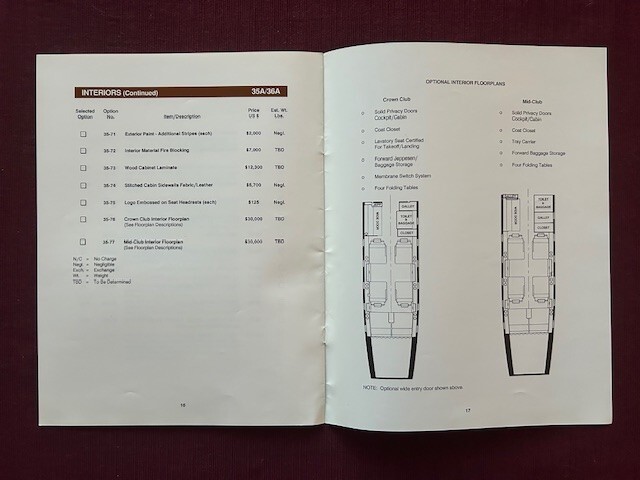 Learjet 35A 36A Optional Equipment 1991 Brochure