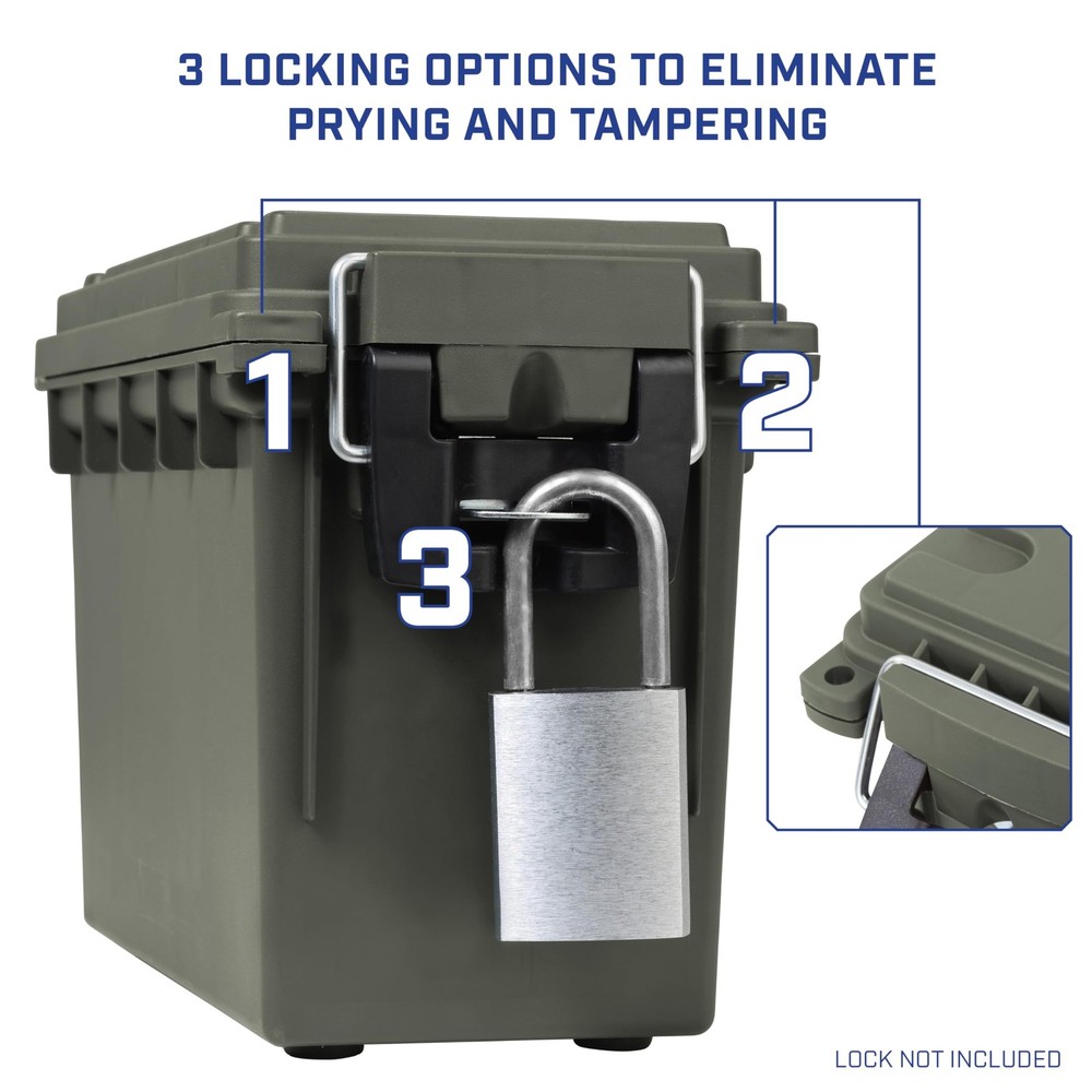 30 Cal Ammo Storage Box 2-Pack Stackable Water Dust Resistant Green Handle