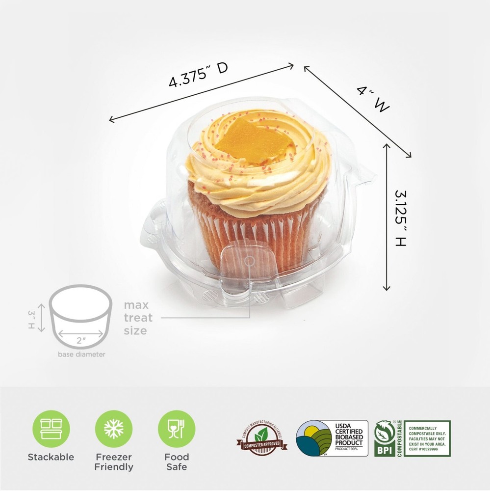 Good Natured Compostable Cupcake & Muffin Packaging 4-pack And Single