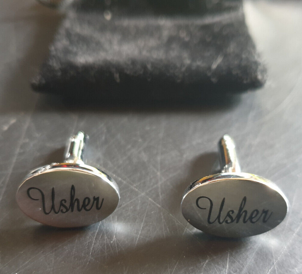Silver Oval Mens Wedding Cufflinks Usher