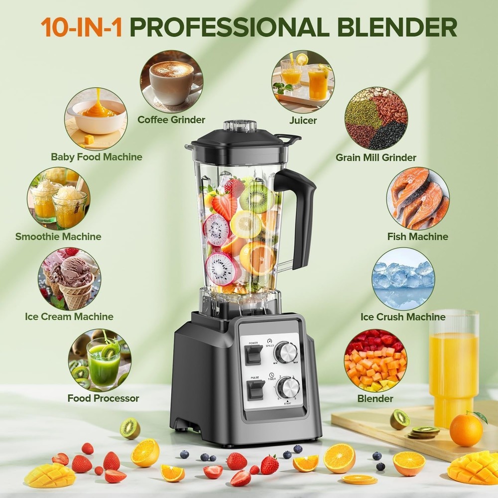 PSIIDAN Blender Black Pulse Function Variable Speed 28000-RPM for Smoothies