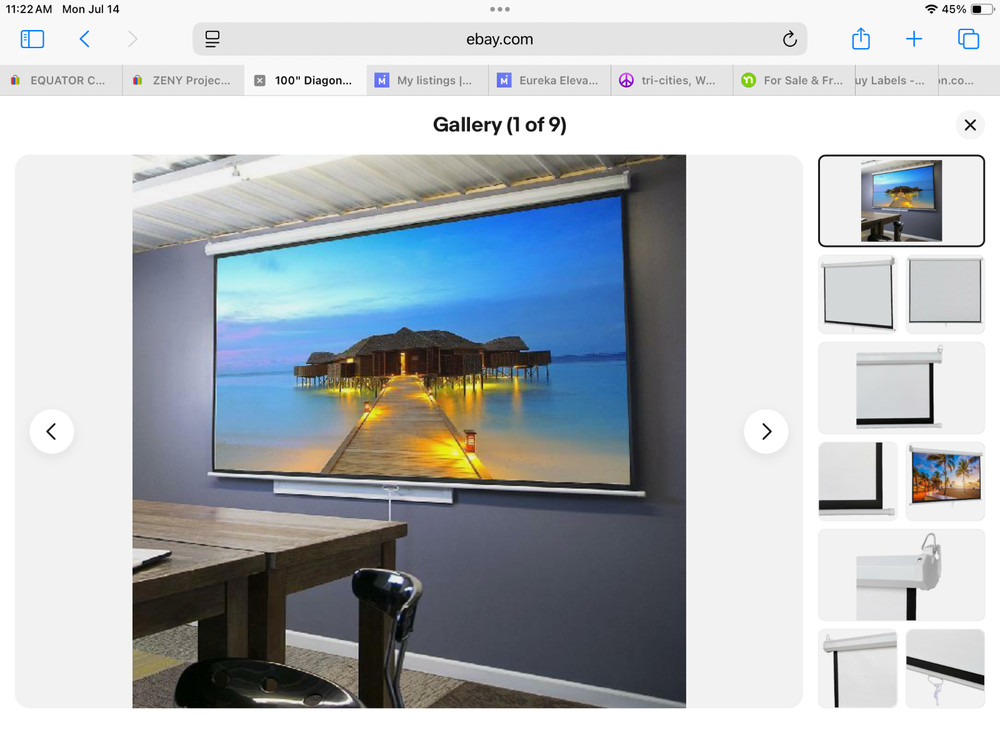 Zeny  100" Diagonal 16:9 Projection Projector Screen HD Manual Pull Down Home Th