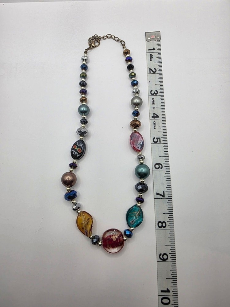 Artisan Crafted Mixed Glass Bead Necklace 18"
