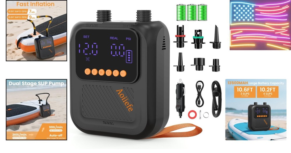 Intelligent Rechargeable SUP Pump with Deflation Function - Fast & Reliable
