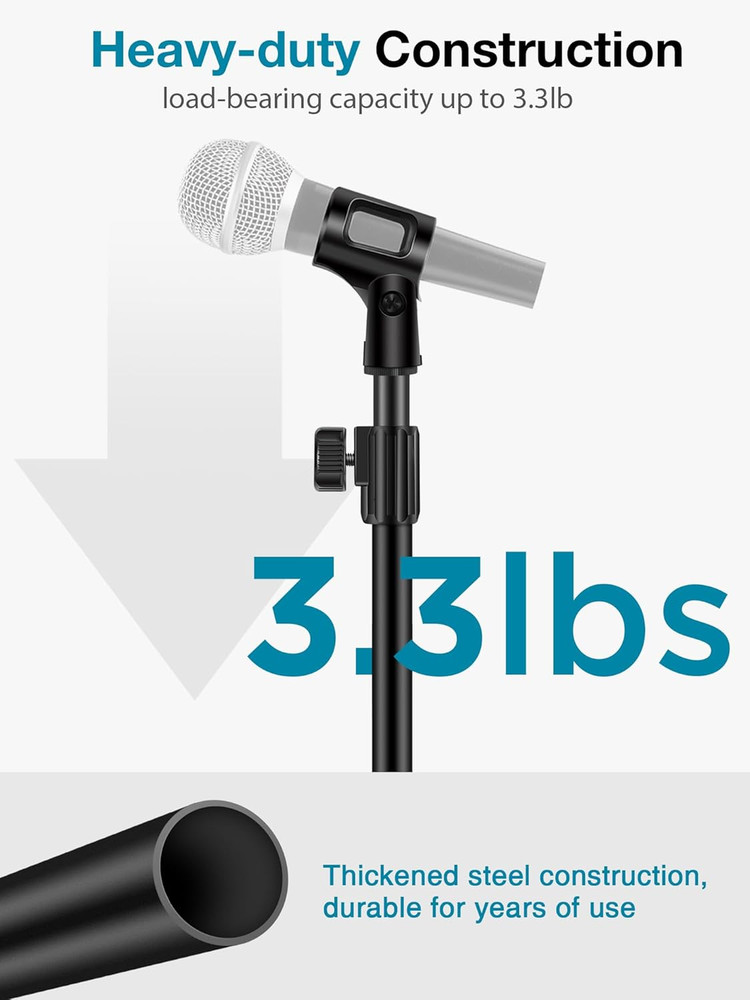 Innogear Desktop Microphone Stand, Upgraded Adjustable Table Mic Stand with Mic